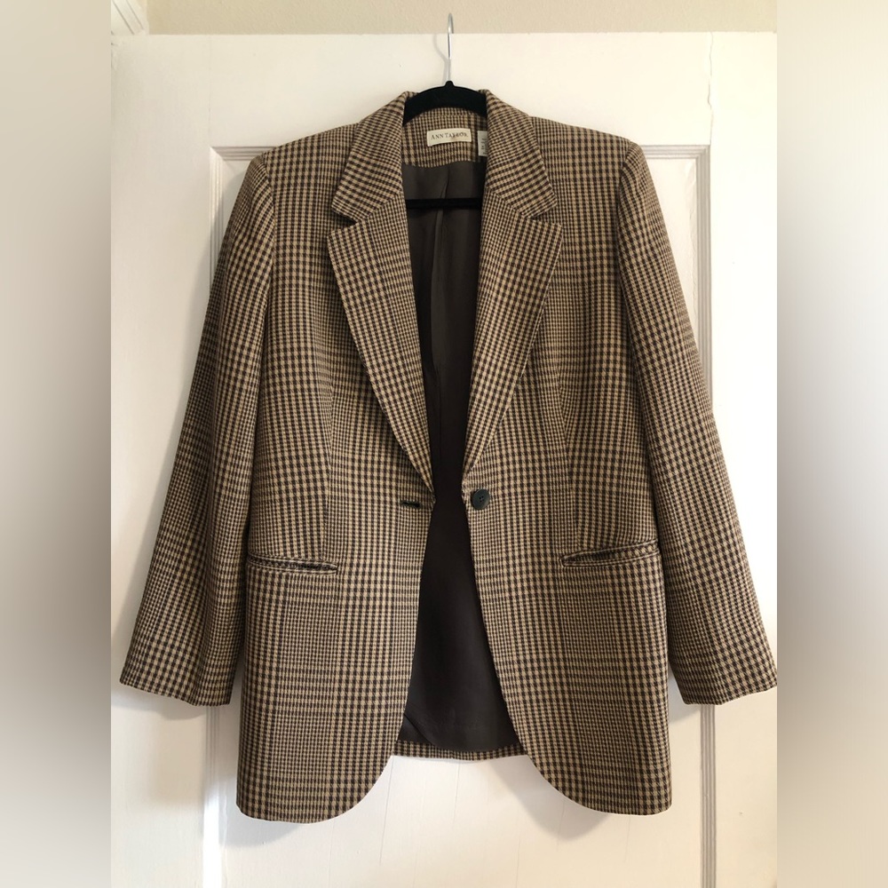 Vintage Ann Taylor Plaid Houndstooth Blazer